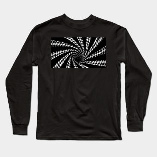 Optical Illusion Black Hole Houndstooth Vortex Swirl (Black/White) Long Sleeve T-Shirt